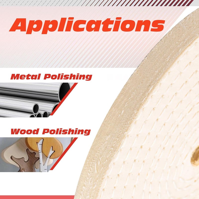 RENOTEC 6x1x1 Inch Cotton Polishing Wheel, 150×25×12mm, 70 Plies - Image 5